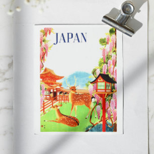 Vintage Retro-Reiseplakat 1930er Jahre Hirsch Japa Postkarte