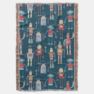 Vintage Retro-Roboter-Muster dunkel Decke