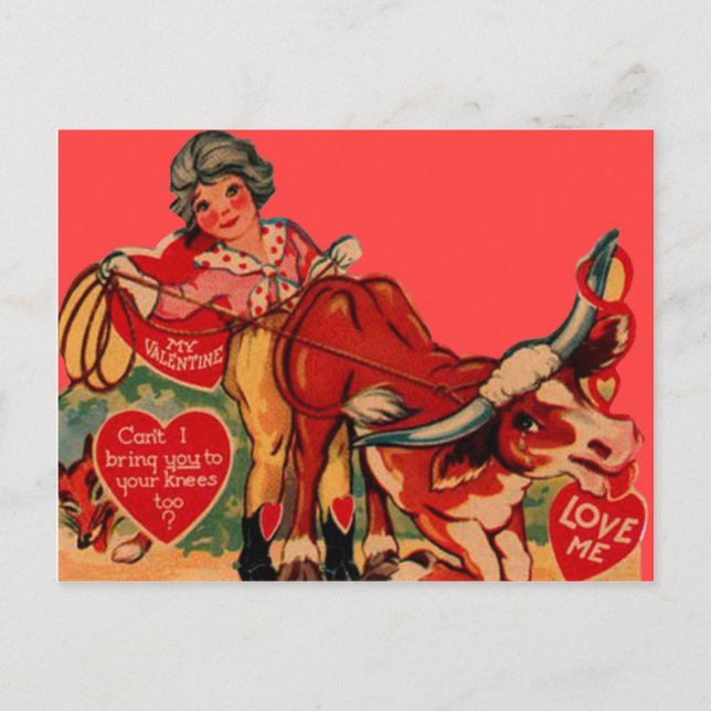 Vintage Retro Rodeo Valentine Card Feiertagspostkarte (Vorderseite)