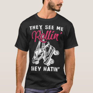 Vintage Retro-Rollschuhe Sie sehen mich rollen Die T-Shirt