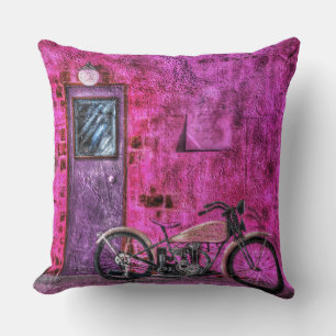 Vintage Retro Rosa Motorrad Gasse Kissen