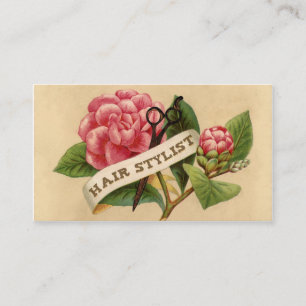 vintage retro rosarot hairstylist friseur visitenkarte