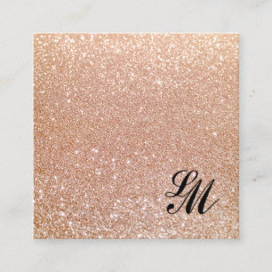 Vintage Retro Rose Gold Glitzer Monogram Beauty Quadratische Visitenkarte