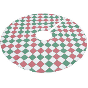 Vintage Retro Rot und Grüner Platz Kariert Polyester Weihnachtsbaumdecke