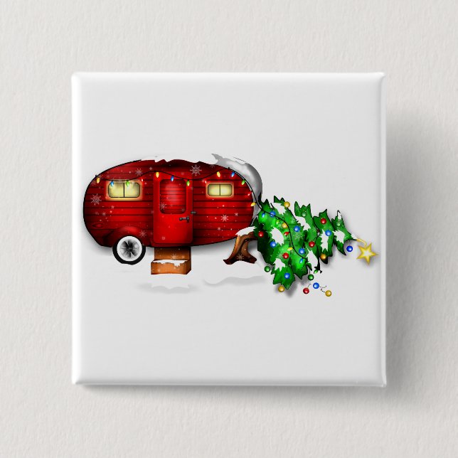 Vintage Retro roter Camper Weihnachtsbutton Button (Vorderseite)