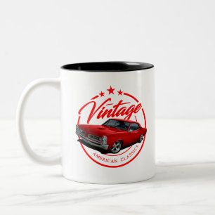 Vintage Retro Roter GTO Zweifarbige Tasse