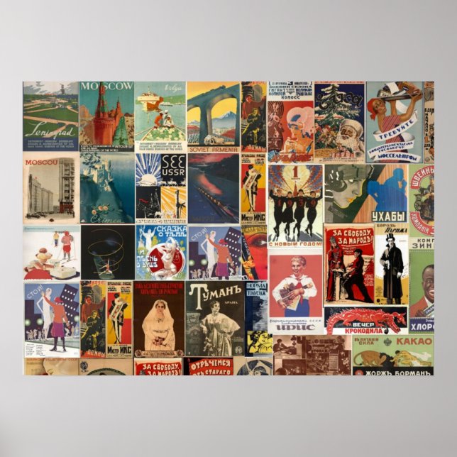 Vintage Retro Russische Filmcollage Sowjetunion Poster (Vorne)