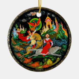 Vintage Retro Russische Märchen Fantasy Farbige Keramik Ornament