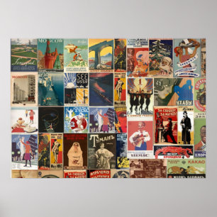 Vintage Retro-Russischer Film Collage Sowjetisch Poster