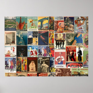Vintage Retro-Russischer Film Collage Sowjetisch Poster