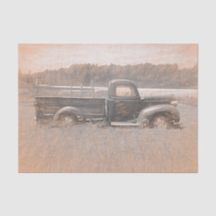 Vintage Retro Rustikal Sepia Skizzen Kunst Farm LK Seidenpapier