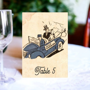Vintage Retro Rustikale Alte Stil Comic-Hochzeit Tischnummer