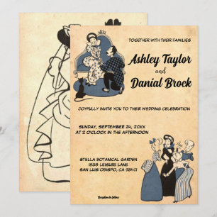 Vintage Retro Rustikale Alte Stilvolle romantische Einladung