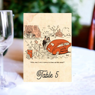 Vintage Retro Rustikale Lustige 50er Comic-Hochzei Tischnummer