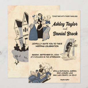 Vintage Retro Rustikale Moderne Comic Stylische Ho Einladung