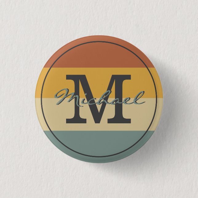 Vintage Retro-rustikale Namensinitialen personalis Button (Vorderseite)