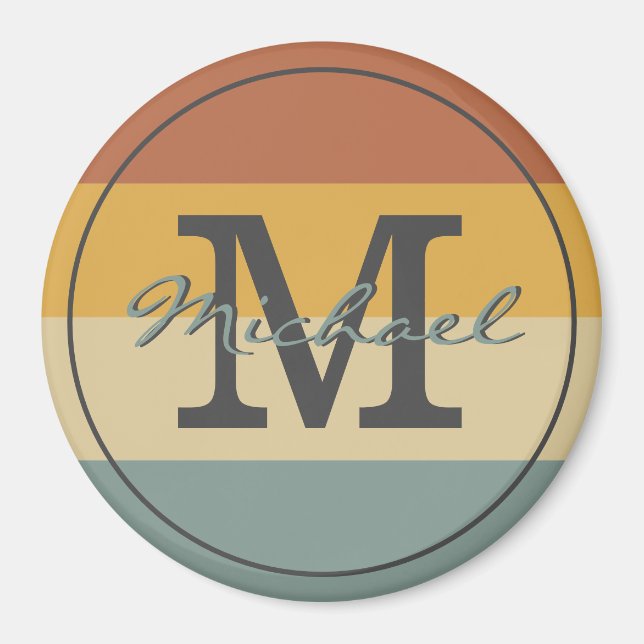 Vintage Retro-rustikale Namensinitialen personalis Magnet (Vorne)