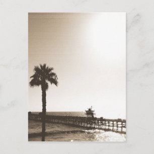 Vintage Retro San Clemente Pier Kalifornien Sepia Postkarte