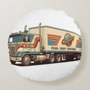 Vintage Retro Sattelzug Kissenbezug Rundes Kissen