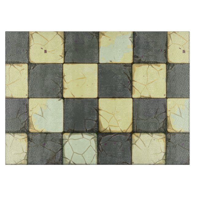 Vintage Retro Schachbrett-Fliese Schneidebrett (Vorderseite)