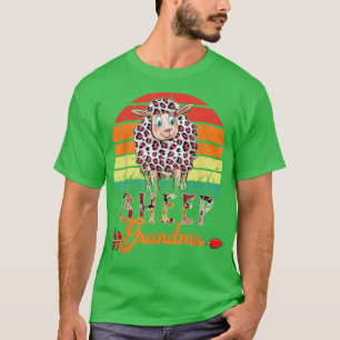 Vintage Retro-Schafe Oma Blume Leopard Schafe T-Shirt