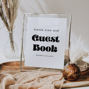 Vintage Retro-Schild unser Gästebuch Hochzeitsschi