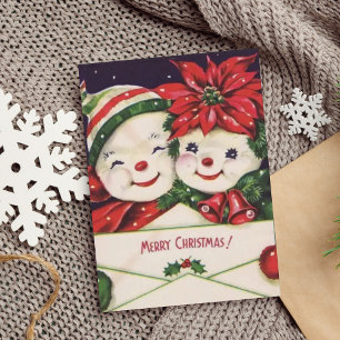 Vintage Retro Schneemann-Paar Weihnachten