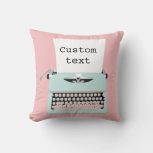 Vintage Retro Schreibmaschine und Papier Design Kissen