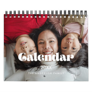Vintage Retro-Schrift 2027 Familienfoto Kalender