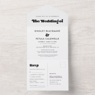 Vintage Retro-Schrift Hochzeit All In One Einladung