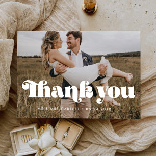 Vintage Retro-Schrift Hochzeit Danke-Karte Ankündigung