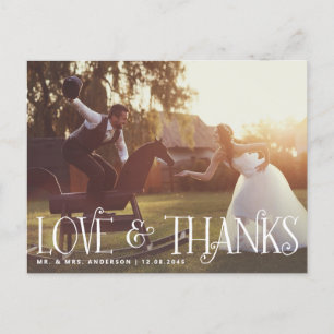 Vintage Retro Schrift Hochzeit Dankeschön Postkart Postkarte