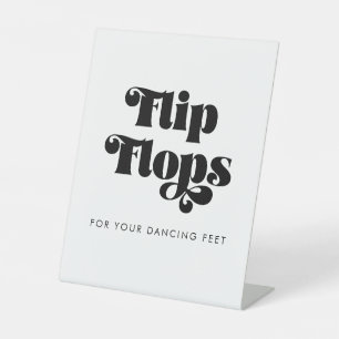 Vintage Retro Schrift Hochzeit Flip Flops Sockelschild
