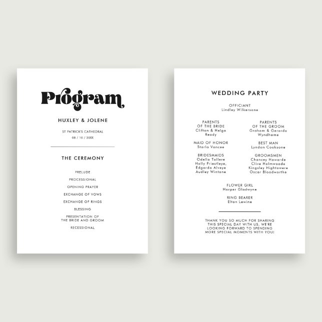 Vintage Retro-Schrift Hochzeit Programm (Von Creator hochgeladen)