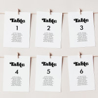Vintage Retro-Schrift Hochzeit Sitzplan Karten