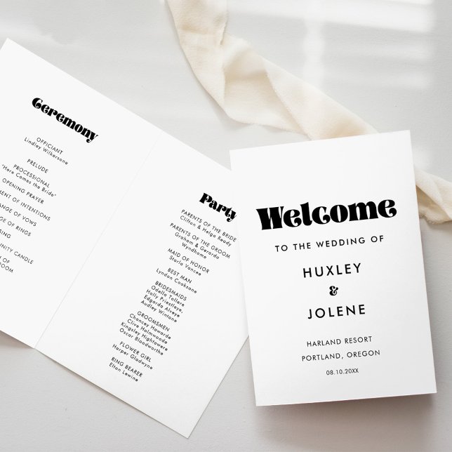 Vintage Retro-Schrift Hochzeits gefaltetes Program Programm (Von Creator hochgeladen)