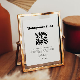 Vintage Retro-Schrift Honeymoon-Fonds QR-Code-Schi Poster
