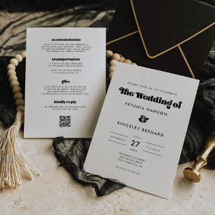 Vintage Retro Schriftzug - Alles in Einem Hochzeit Einladung