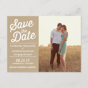Vintage Retro-Schriftzug Foto Save-the-Date-Postka Ankündigungspostkarte
