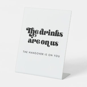 Vintage Retro Schriftzug Hochzeits-Open Bar Sockelschild