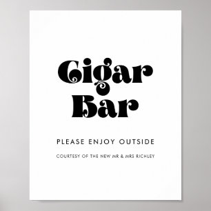 Vintage Retro Schriftzug Hochzeits-Zigarrenbar-Sch Poster