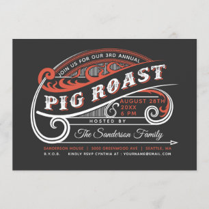 Vintage Retro Schwein-Braten-Einladungen Einladung