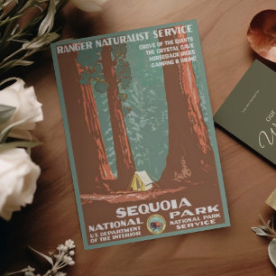 Vintage Retro Sequoia-Nationalpark Reise Postkarte