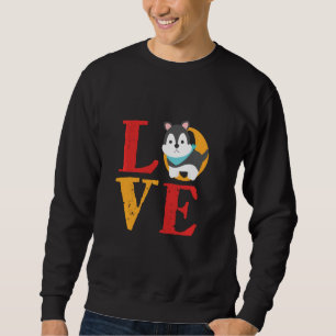 Vintage Retro Sibirianische Husky Welpe Liebe Nied Sweatshirt