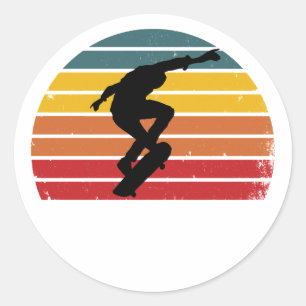 Vintage Retro Skateboarding Runder Aufkleber