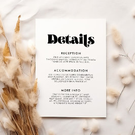 Vintage Retro-Skript Hochzeitsgast-Informationen Begleitkarte