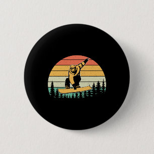 Vintage Retro Snowboarder Silhouette Snowboarden Button