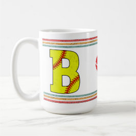 Vintage Retro Softball Letter B Artwork Kaffeetasse