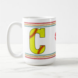 Vintage Retro Softball Letter C Typography Kaffeetasse
