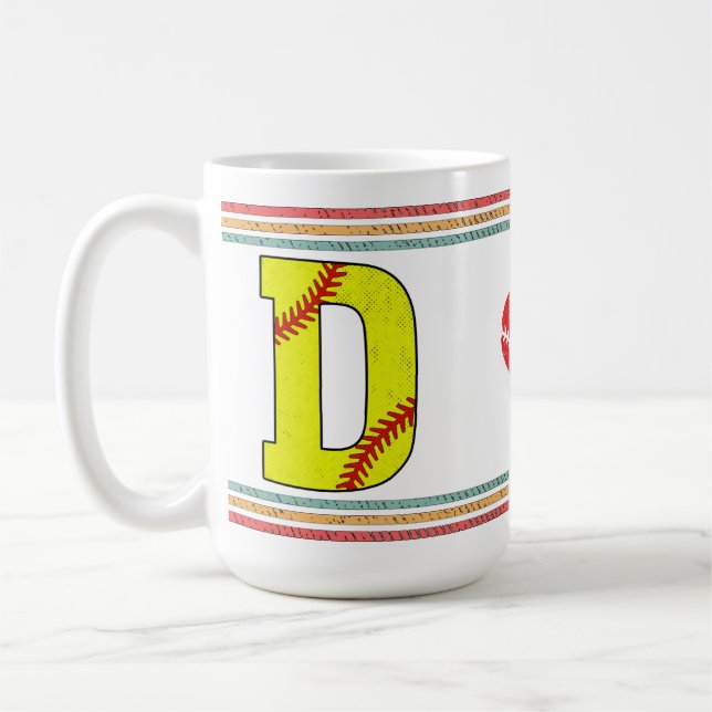 Vintage Retro Softball Letter D Classic Kaffeetasse (Links)